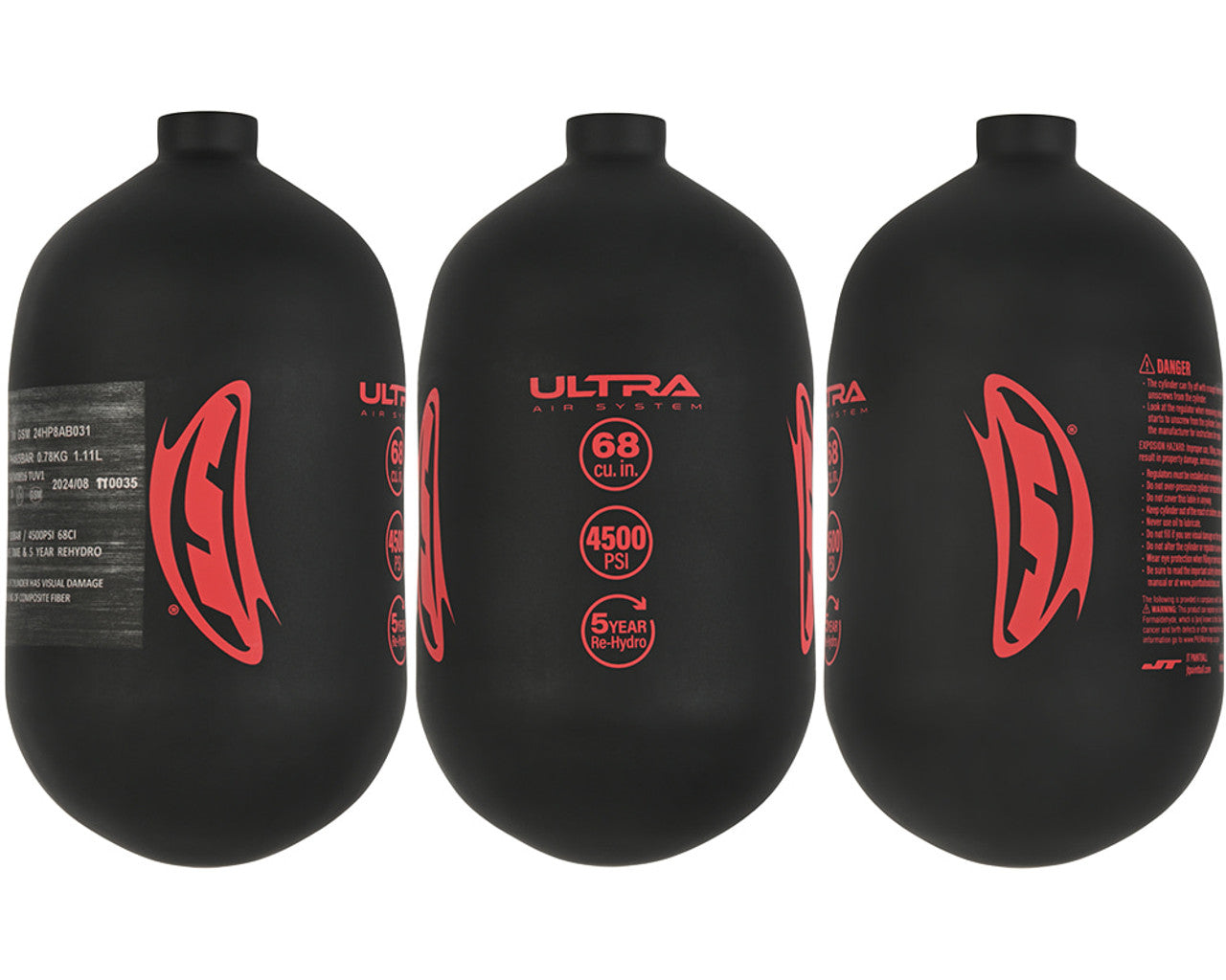 JT Ultra Carbon Fiber Air Tank - 68/4500 - Bottle Only - Red